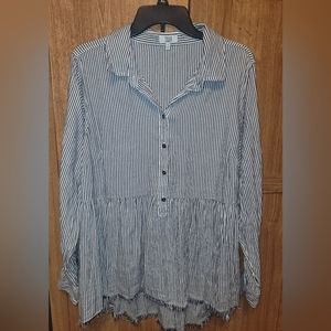 True craft women's striped button down striped blouse 2xl